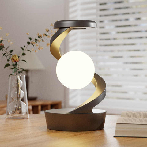 Rotating Floating Bedside Night Light Lamp Wireless Charging 7 Colour USB Black