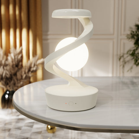 Rotating Floating Bedside Night Light Lamp Wireless Charging 7 Colour USB White