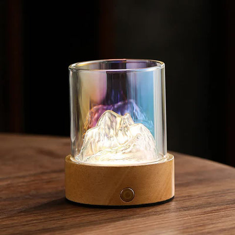 Glass Mountain Bedside Side Table Light Lamp USB Rechargeable Touch Control Rainbow