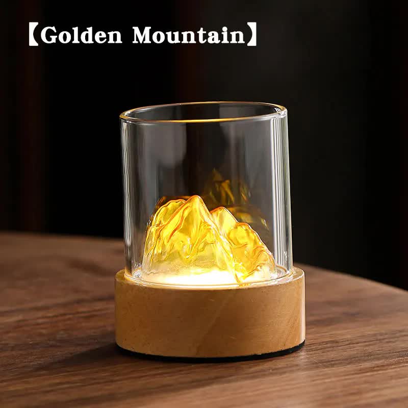 Glass Mountain Bedside Side Table Light Lamp USB Rechargeable Touch Control Gold