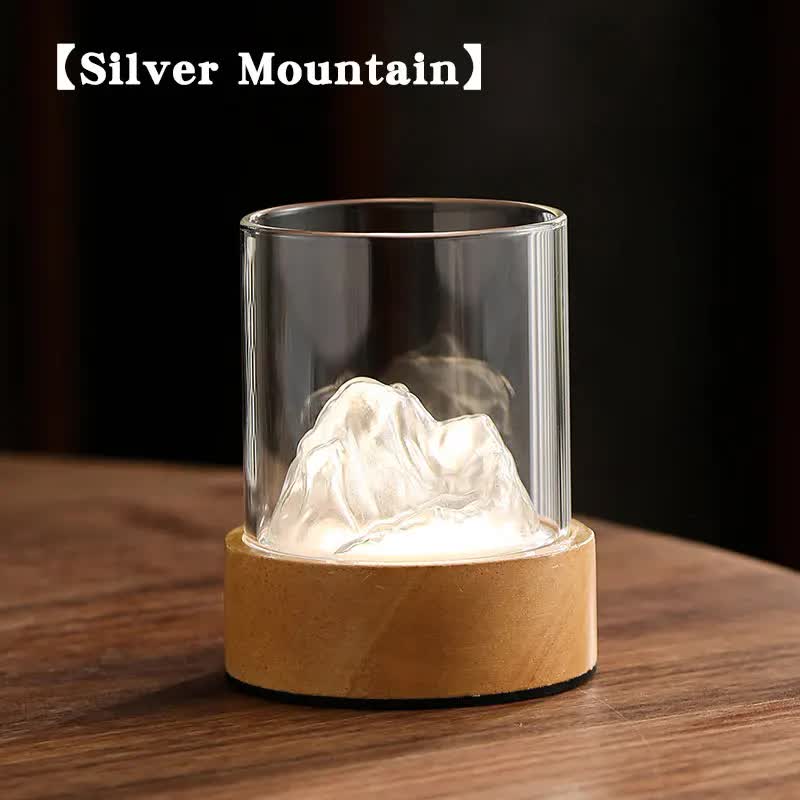 Glass Mountain Bedside Side Table Light Lamp USB Rechargeable Touch Control Silver