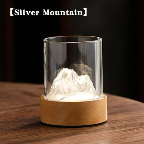 Glass Mountain Bedside Side Table Light Lamp USB Rechargeable Touch Control Silver