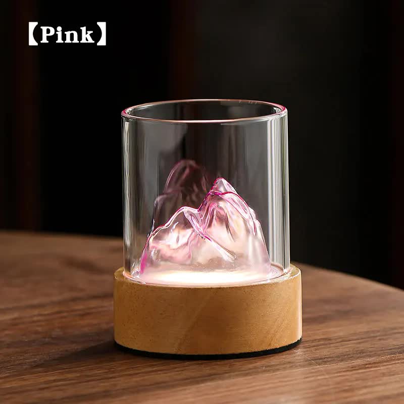 Glass Mountain Bedside Side Table Light Lamp USB Rechargeable Touch Control Pink