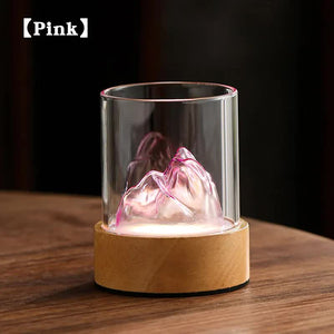 Glass Mountain Bedside Side Table Light Lamp USB Rechargeable Touch Control Pink