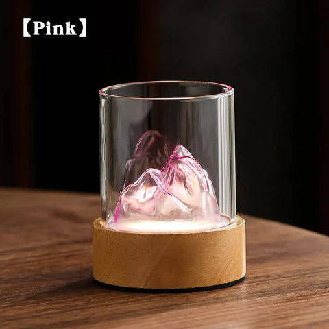 Glass Mountain Bedside Side Table Light Lamp USB Rechargeable Touch Control Pink