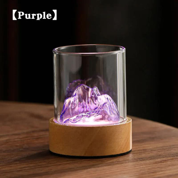 Glass Mountain Bedside Side Table Light Lamp USB Rechargeable Touch Control Purple