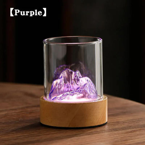 Glass Mountain Bedside Side Table Light Lamp USB Rechargeable Touch Control Purple