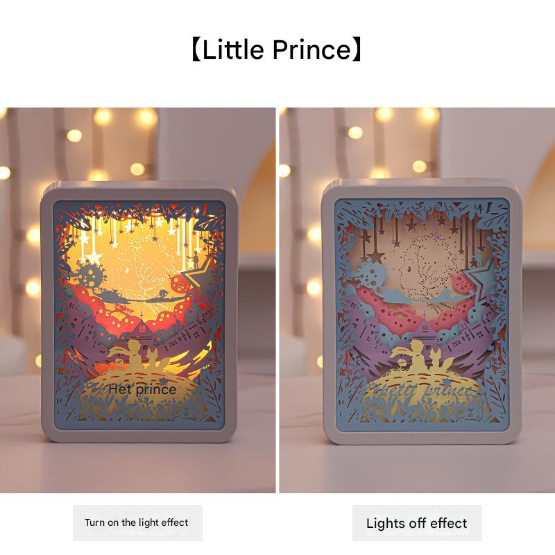 3D Shadow Paper Carving USB Battery Bedside Nursery Light Lamp Little Prince
