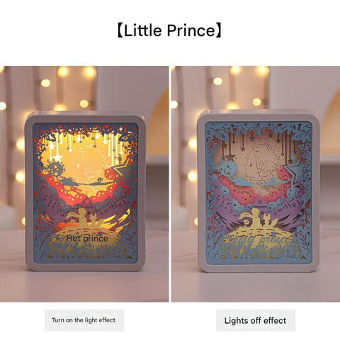 3D Shadow Paper Carving USB Battery Bedside Nursery Light Lamp Little Prince