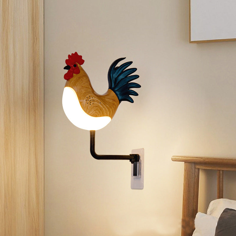Cockerel Rooster Chicken USB Rechargeable Wall Lamp Light Sound Diffuser Brown