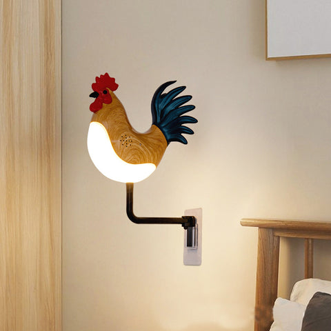 Cockerel Rooster Chicken USB Rechargeable Wall Lamp Light Sound Diffuser Brown