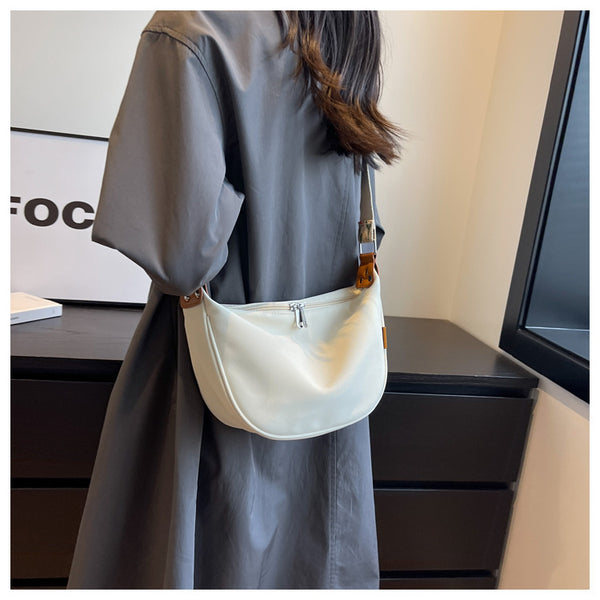 Large Capacity Canvas Crossbody Shoulder Bag Handbag Floral Strap Off White