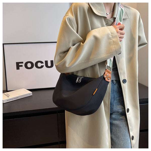 Large Capacity Canvas Crossbody Shoulder Bag Handbag Floral Strap Black