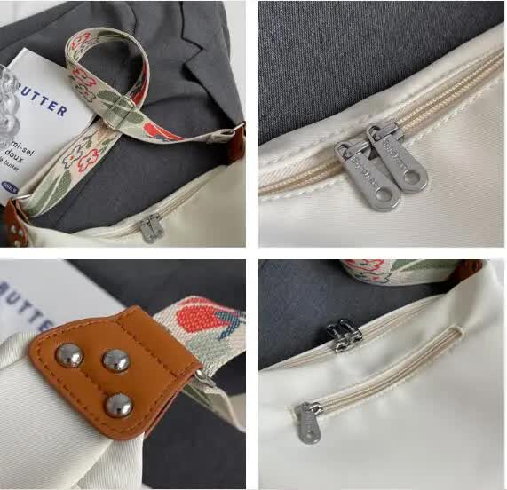Large Capacity Canvas Crossbody Shoulder Bag Handbag Black