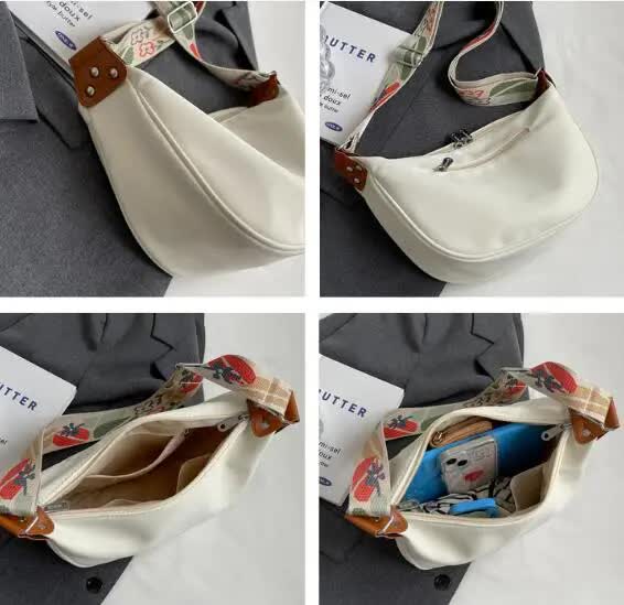 Large Capacity Canvas Crossbody Shoulder Bag Handbag Off White