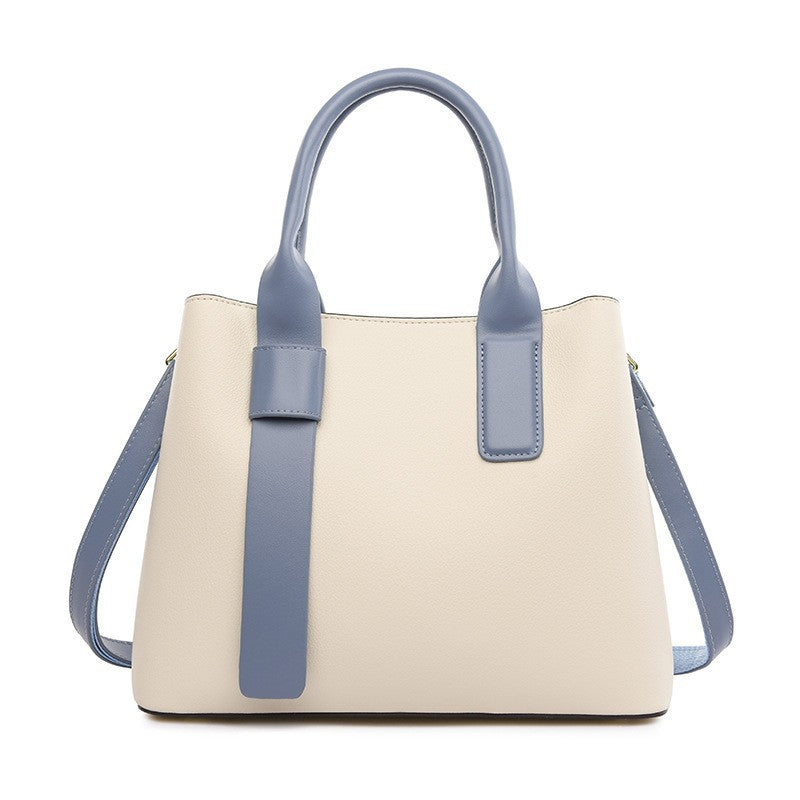 Classic Designer Look Fashion PU Leather Tote Shoulder Bag Handbag White Blue