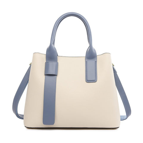 Classic Designer Look Fashion PU Leather Tote Shoulder Bag Handbag White Blue