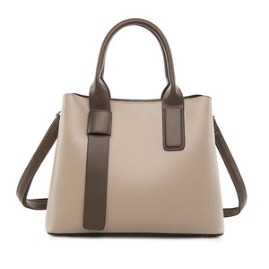 Classic Designer Look Fashion PU Leather Tote Shoulder Bag Handbag Light Brown
