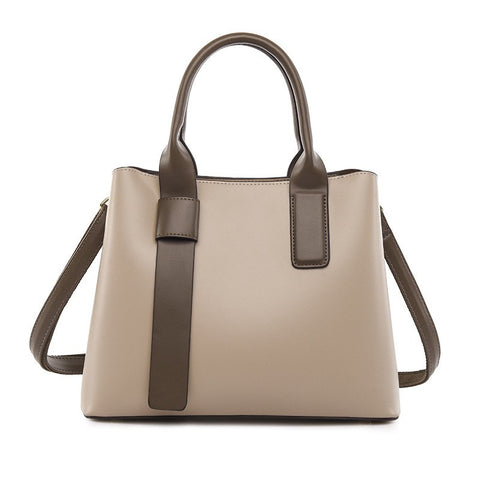 Classic Designer Look Fashion PU Leather Tote Shoulder Bag Handbag Light Brown