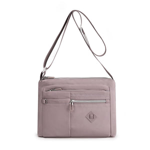 Lightweight Nylon Crossbody Shoulder Bag Adjustable Strap Multi Pocket Purple