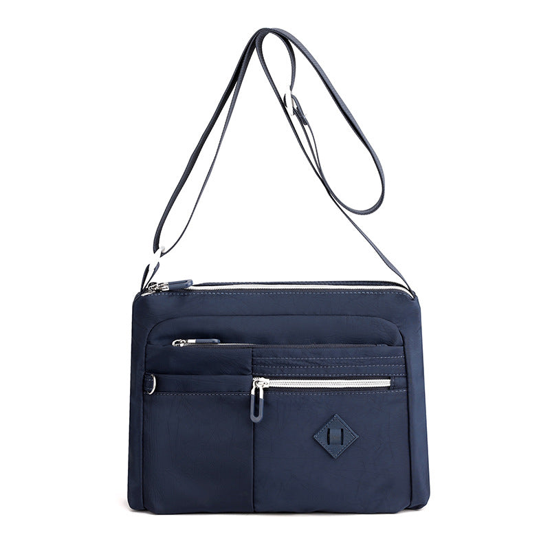 Lightweight Nylon Crossbody Shoulder Bag Adjustable Strap Multi Pocket Dark Blue