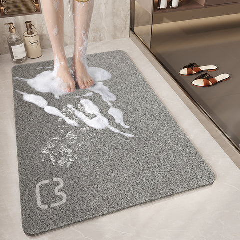 Non Slip Loofah Style Bath Bathroom Mat Quick Dry Soft Cat Head Grey 40x80cm