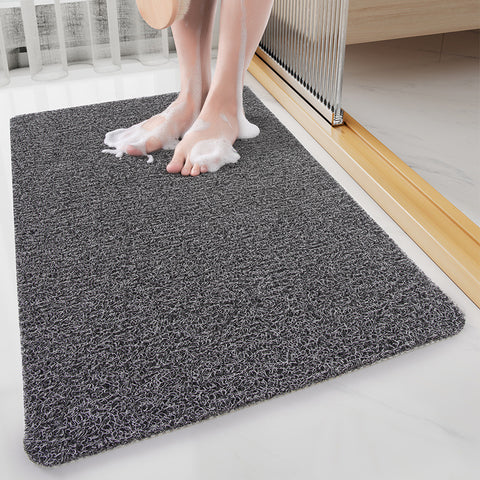 Non Slip Loofah Style Bath Bathroom Mat Quick Dry Soft Black 40x80cm