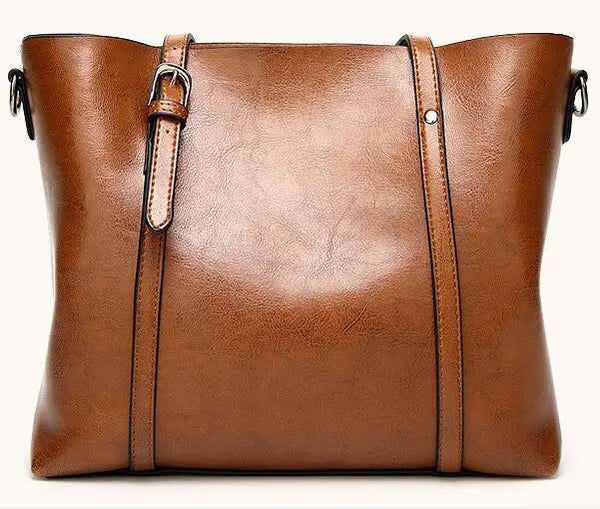 Faux PU Leather Tote Shoulder Bag Handbag Detachable Strap Wine Red