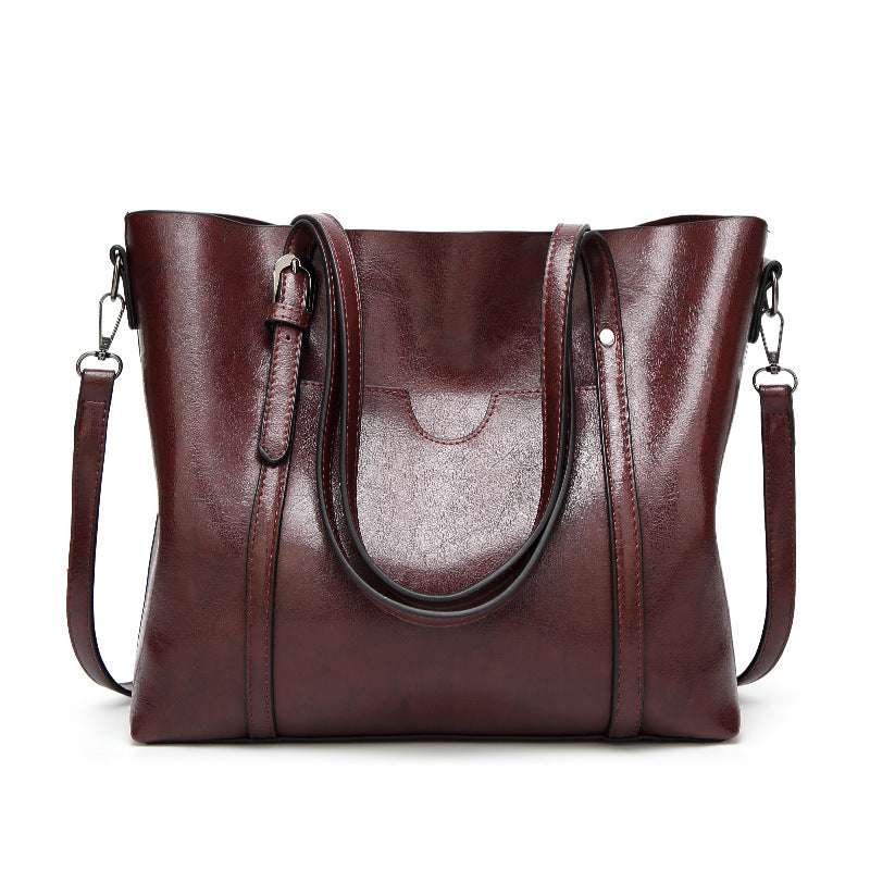 Faux PU Leather Tote Shoulder Bag Handbag Detachable Strap Coffee Brown