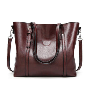 Faux PU Leather Tote Shoulder Bag Handbag Detachable Strap Coffee Brown