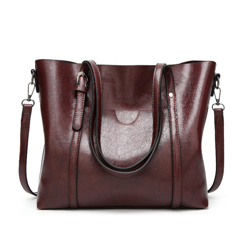 Faux PU Leather Tote Shoulder Bag Handbag Detachable Strap Coffee Brown