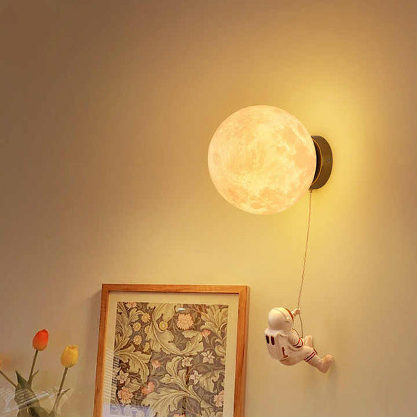 Spaceman Astronaut Moon Lunar Nursery Wall Lamp Light Three Colour 15cm