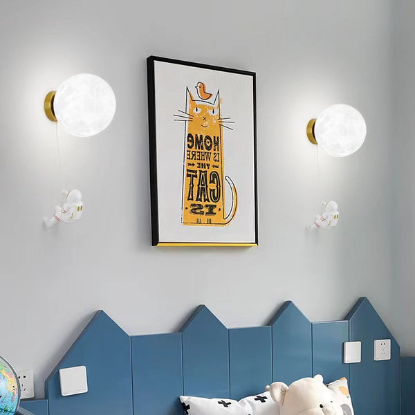 Spaceman Astronaut Moon Lunar Nursery Wall Lamp Light Three Colour 15cm