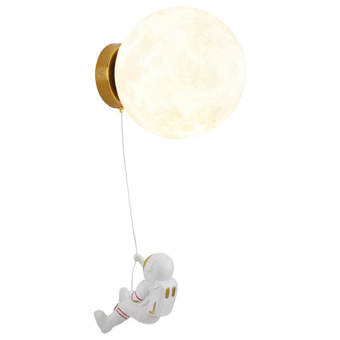 Spaceman Astronaut Moon Lunar Nursery Wall Lamp Light Warm 20cm