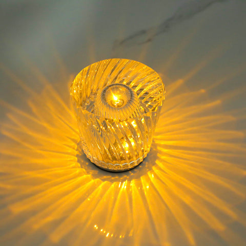 Crystal LED Side End Coffee Table Lamp Light Rechargeable Starburst Effect Swirl