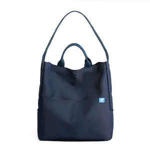 Nylon Tote Shoulder Bag Adjustable Strap Large Capacity Multi Pocket Blue