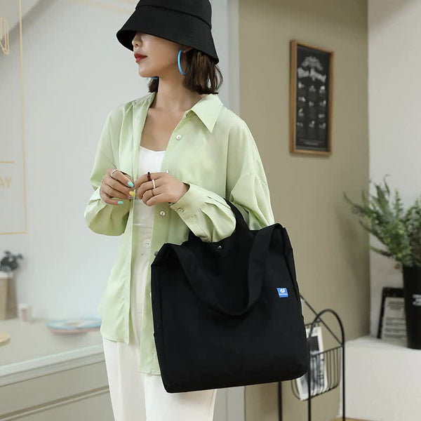Nylon Tote Shoulder Bag Adjustable Strap Large Capacity Multi Pocket Pink