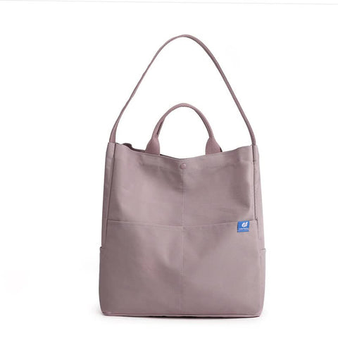 Nylon Tote Shoulder Bag Adjustable Strap Large Capacity Multi Pocket Purple