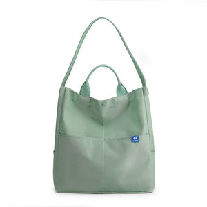 Nylon Tote Shoulder Bag Adjustable Strap Large Capacity Multi Pocket Green
