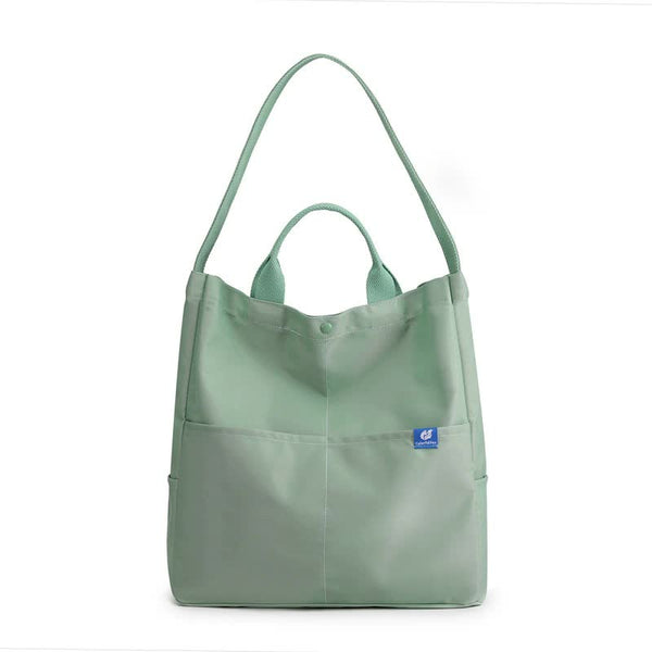 Nylon Tote Shoulder Bag Adjustable Strap Large Capacity Multi Pocket Green