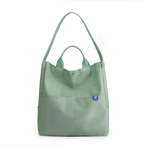 Nylon Tote Shoulder Bag Adjustable Strap Large Capacity Multi Pocket Green