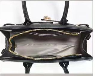 Faux PU Leather Tote Shoulder Bag Handbag Top Handle Lock Decoration Black