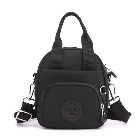Waterproof Nylon Crossbody Shoulder Bag Handbag Multi Pocket Lightweight Black