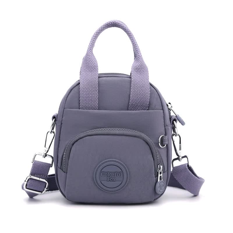 Waterproof Nylon Crossbody Shoulder Bag Handbag Multi Pocket Lightweight Purple
