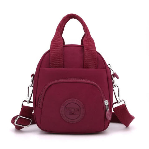 Waterproof Nylon Crossbody Shoulder Bag Handbag Multi Pocket Lightweight Red