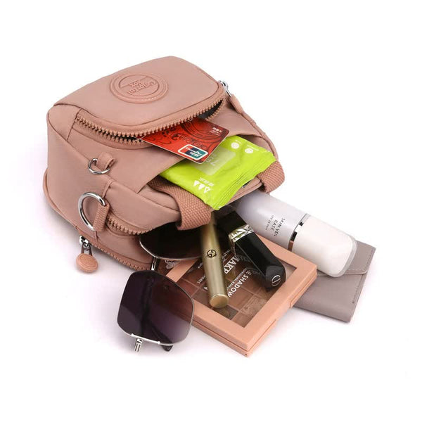 Waterproof Nylon Crossbody Shoulder Bag Handbag Multi Pocket Lightweight Red