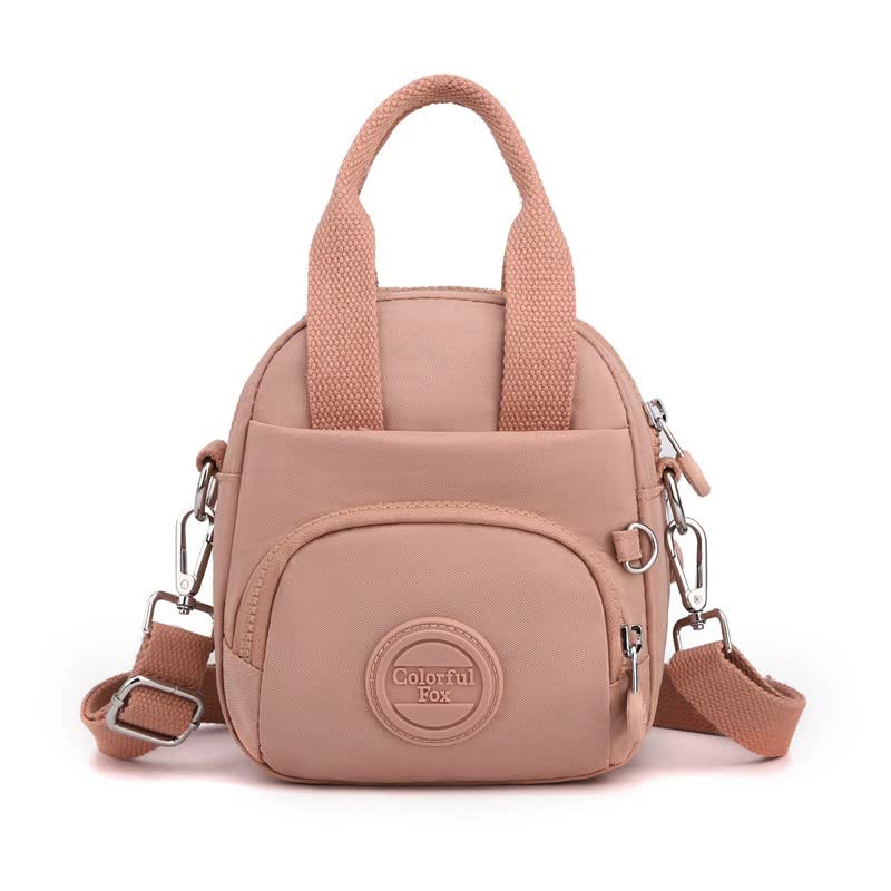 Waterproof Nylon Crossbody Shoulder Bag Handbag Multi Pocket Lightweight Pink