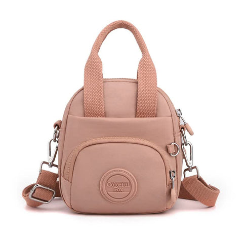 Waterproof Nylon Crossbody Shoulder Bag Handbag Multi Pocket Lightweight Pink