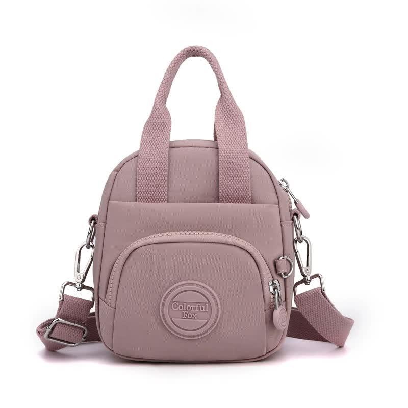 Waterproof Nylon Crossbody Shoulder Bag Handbag Multi Pocket Lightweight Pink