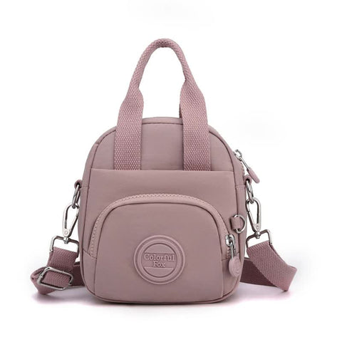Waterproof Nylon Crossbody Shoulder Bag Handbag Multi Pocket Lightweight Pink